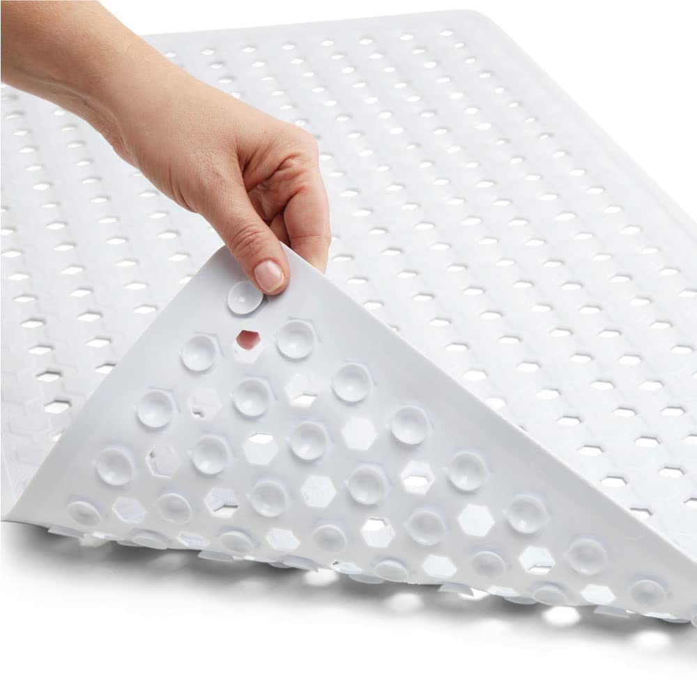 Gorilla Grip Patented Bath Tub Shower Mat, 35x16 Washable Bathtub Floor Mats, Suction Cups and Drain Holes to Keep Tubs Clean, W