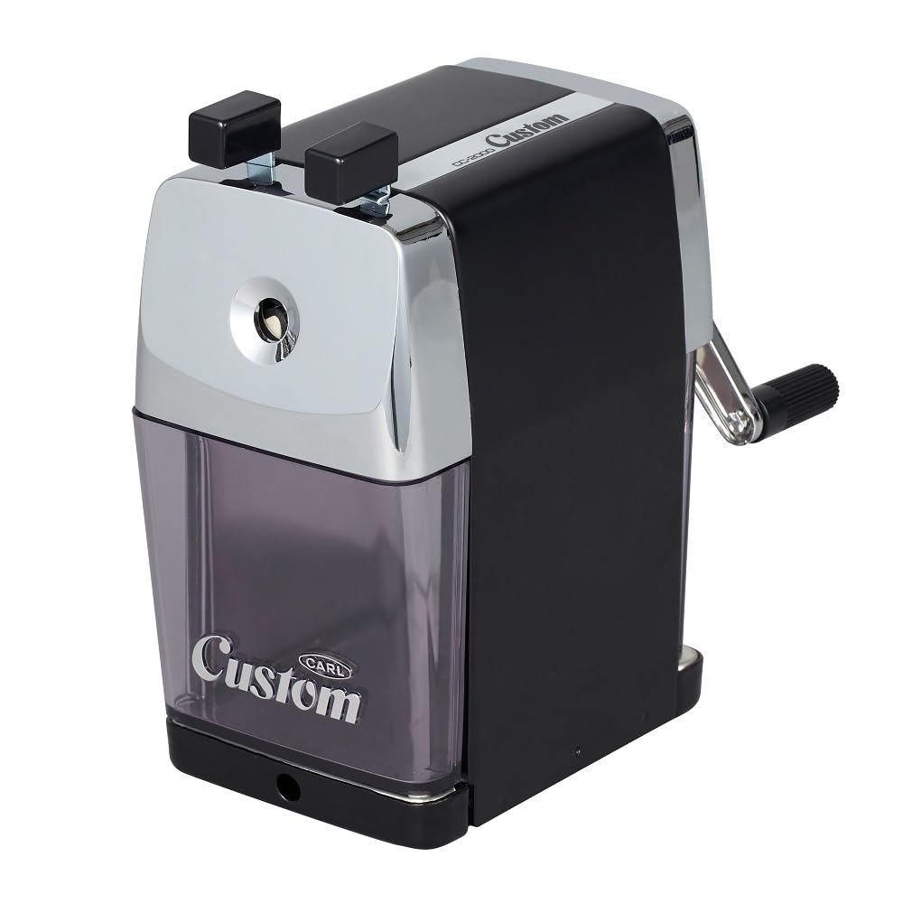 Carl Pencil Sharpener, Cc-2000, Black, 5-Point Selector. Manual, Quiet For Office And Home Desks, School Classroom, Cui19018