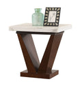 ACME Forbes End Table - - White Marble & Walnut