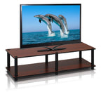 Furinno Just No Tools Dark Cherry Wide Television Stand with Black Tube, Dark Cherry/Black, Wide 41.3"(W)x10.9"(H)x15.6"(D)
