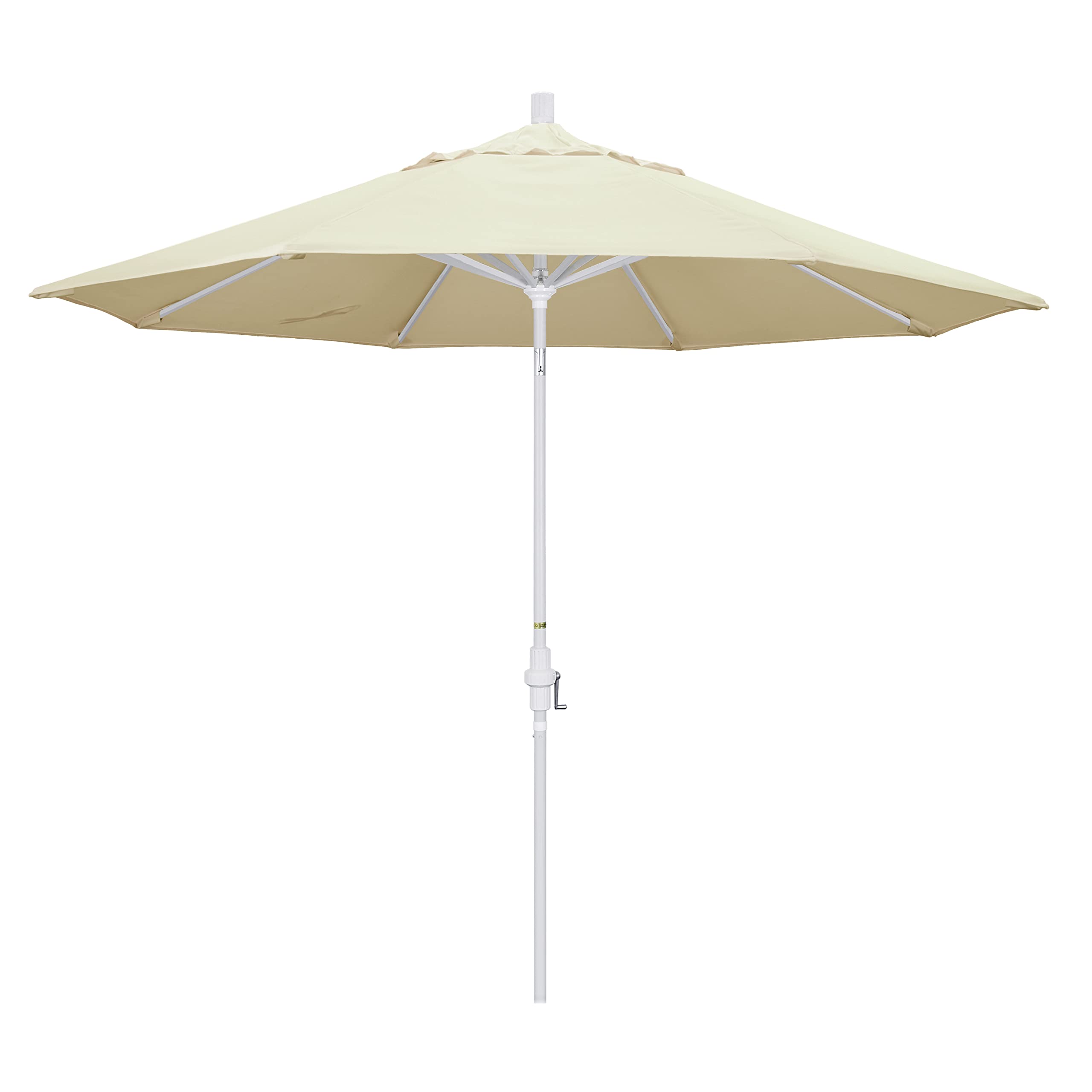 California Umbrella Gscu908170-5453 9' Round Aluminum Market, Crank Lift, Collar Tilt, White Pole, Sunbrella Canvas Patio Umbrel