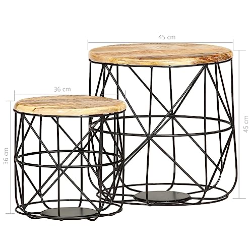 vidaXL Coffee Tables 2 pcs Solid Mango Wood - Thumbnail 2