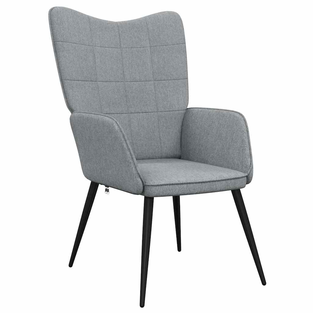 vidaXL Modern Relaxing/Dining Chair with Block Design & Steel Frame - Comfortable Padding, Light Gray Fabric Upholstery