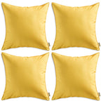 Miulee Pack Of 4 Decorative Outdoor Pillow Covers Square Cushion Cases Pu Coating Waterproof Throw Pillowcase Shell For Living Room Couch Sofa Garden Patio Tent Park 16X16 Inch Yellow