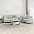 vidaXL Light Gray Velvet Sofa Set - Modern Loveseat & Couch Combo with Pillows and Comfortable Padded Seating for Living Room or Lounge