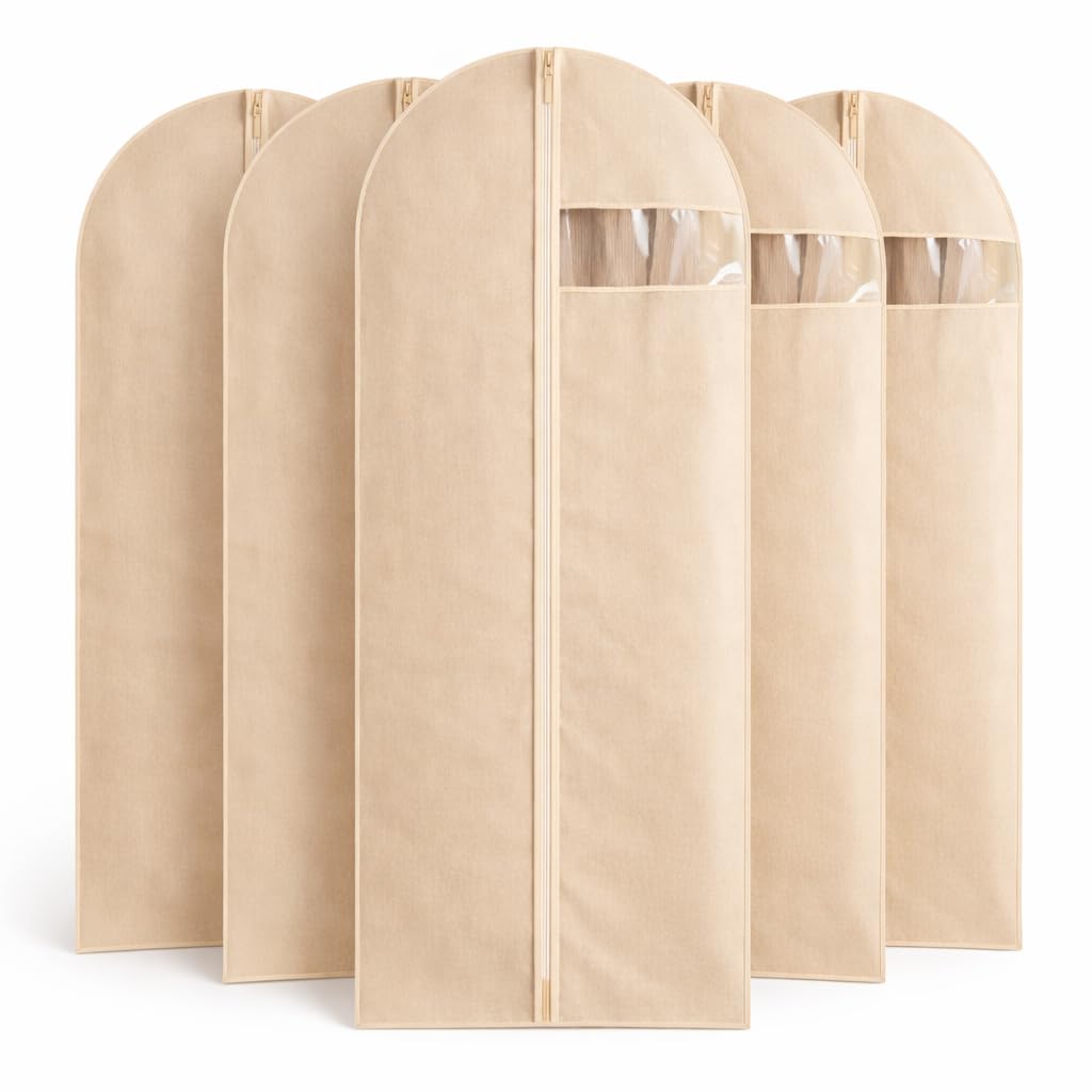 Garment Bags for Hanging Clothes, 5 Pack NonWoven Clothes Covers