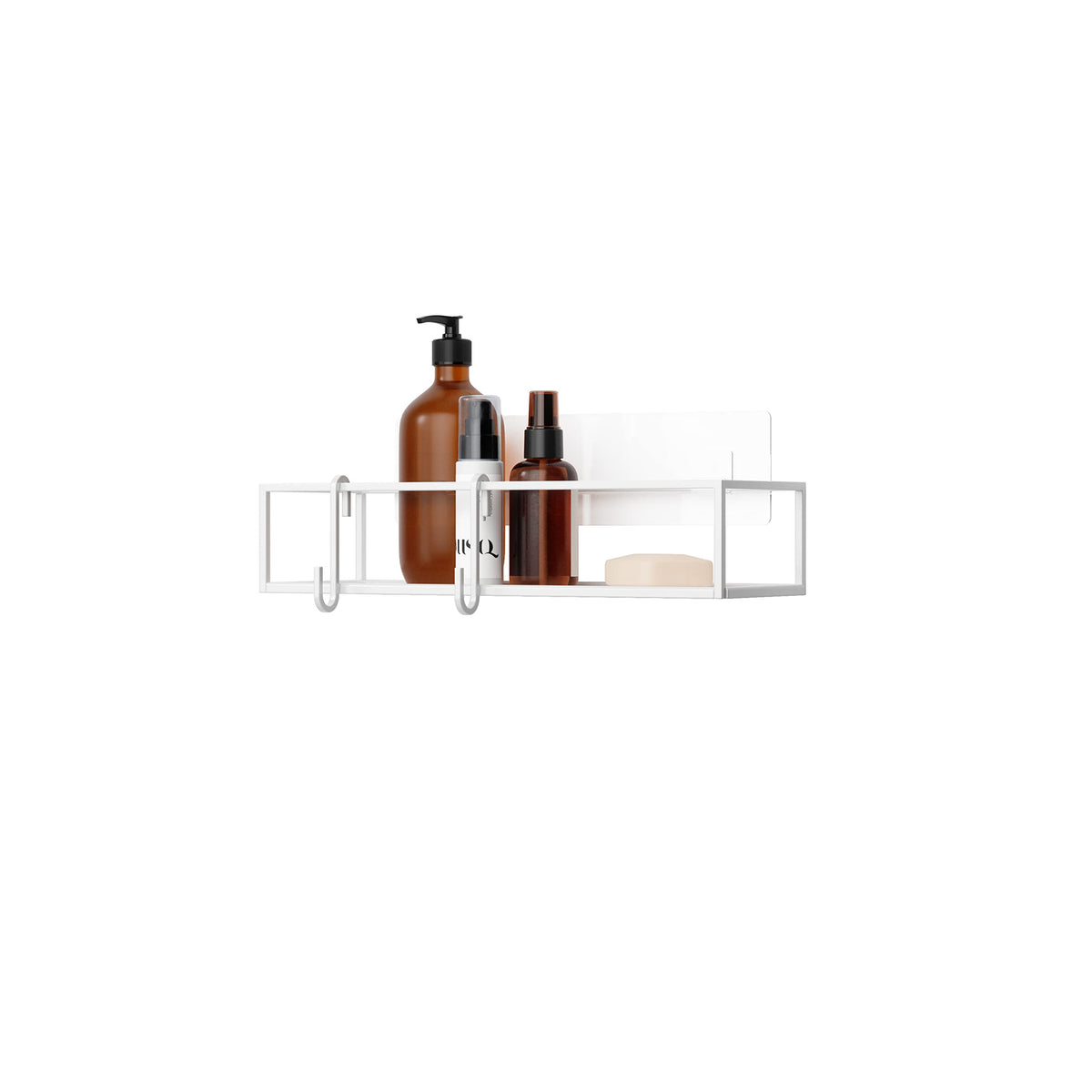 Umbra Cubiko Shower Caddy, Metal Floating Adhesive, Set of 2, White