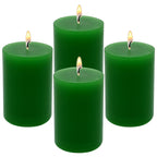 2x3 Inch Green Pillar Candles Small 24 Hours Unscented Dripless Column Candles for St. Patrick's Day Home Dinner Table Christmas