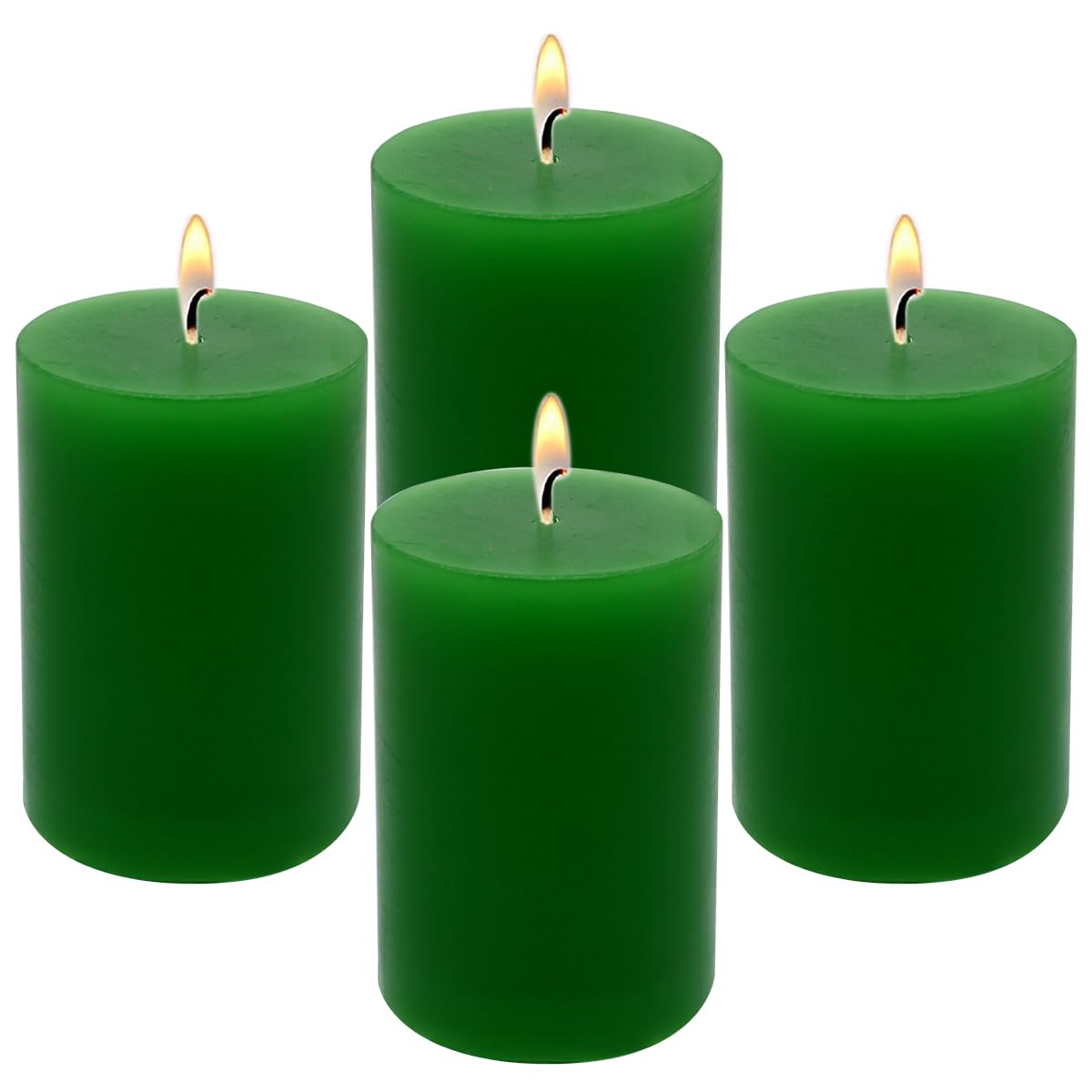 2x3 Inch Green Pillar Candles Small 24 Hours Unscented Dripless Column Candles for St. Patrick's Day Home Dinner Table Christmas
