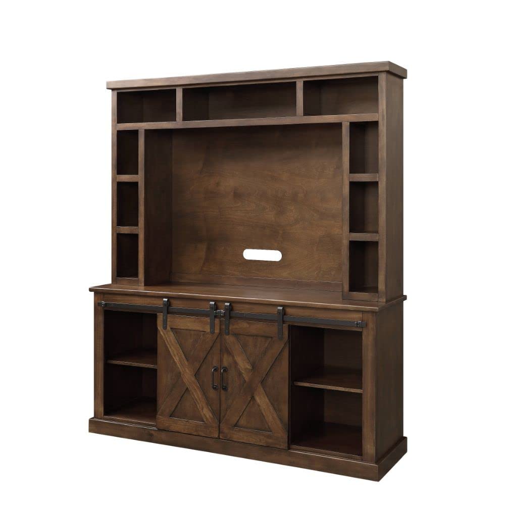 Acme Furniture Aksel Entertainment Center w/Fireplace in Walnut
