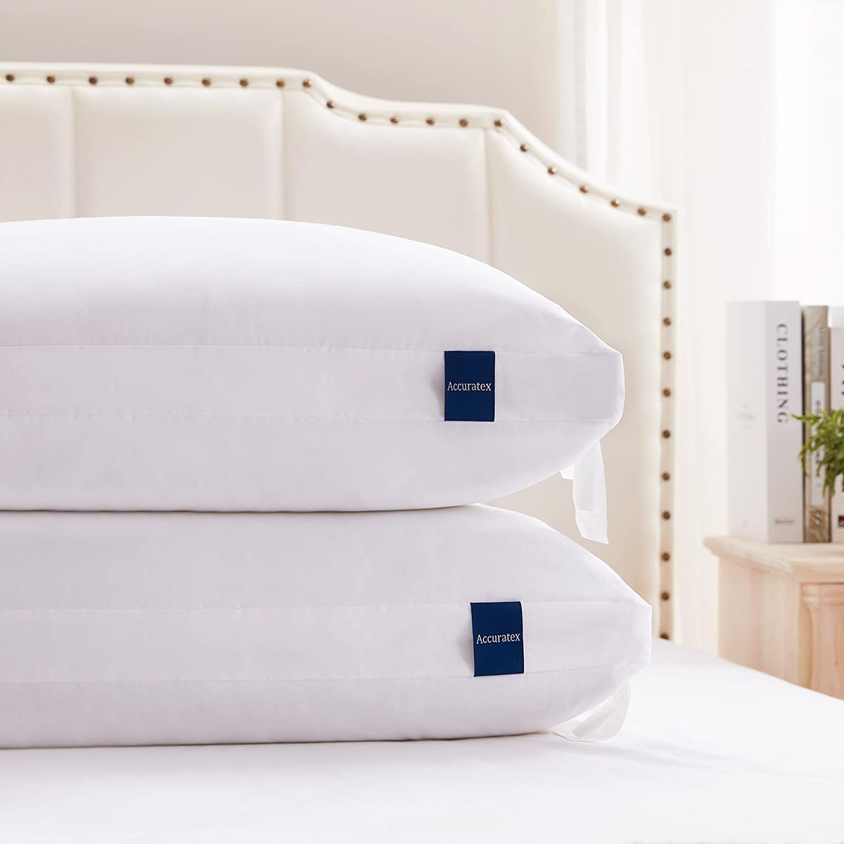 Accuratex Pillows Standard Size Set Of 2, Hybrid Shredded Memory Foam Pillow[Adjustable Loft], Fluffy Down Alternative Fill Remo