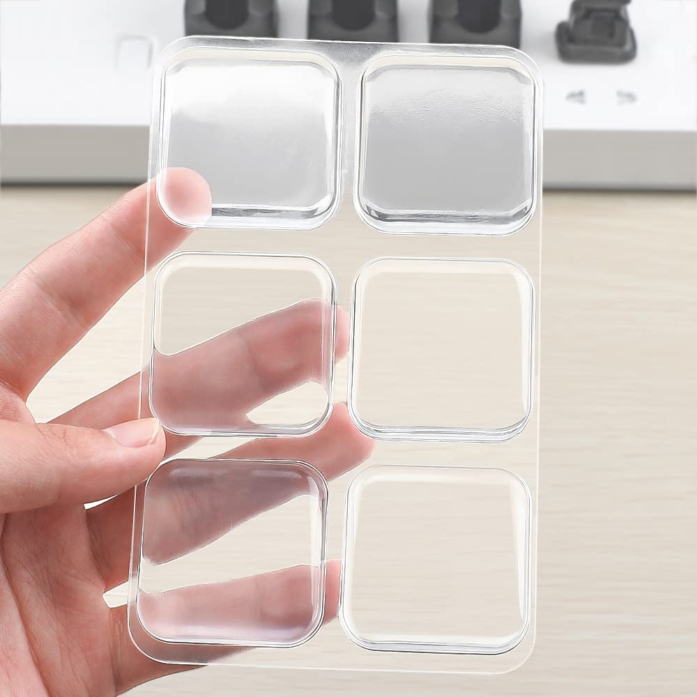 Transparent Square Door Stopper Wall Protector Set - 6-Piece Soft Rubber Door Handle Bumpers With Strong Self-Adhesive, Thickene