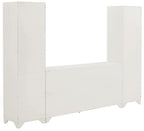 Crosley Furniture Tara 3-Piece Modern Farmhouse Sideboard Buffet Cabinet and Bookcase Set with Storage, Distressed White