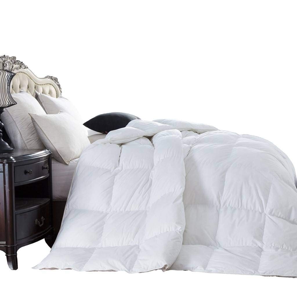 1200 ThreadCount King / Cal King Size Siberian Goose Down Alternative Comforter Solid White 100% Egyptian Cotton 750Fp 50Oz