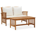 vidaXL 2-Piece Patio Lounge Set with Cream White Cushions - Durable Solid Acacia Wood Construction - Ideal for Garden/Patio/Outdoor Living Space