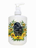 Caroline's Treasures CK2863SOAP Newfoundland in Sunflowers Ceramic Soap Dispenser Hand Soap Dispenser Pump Bottles for Bathroom 