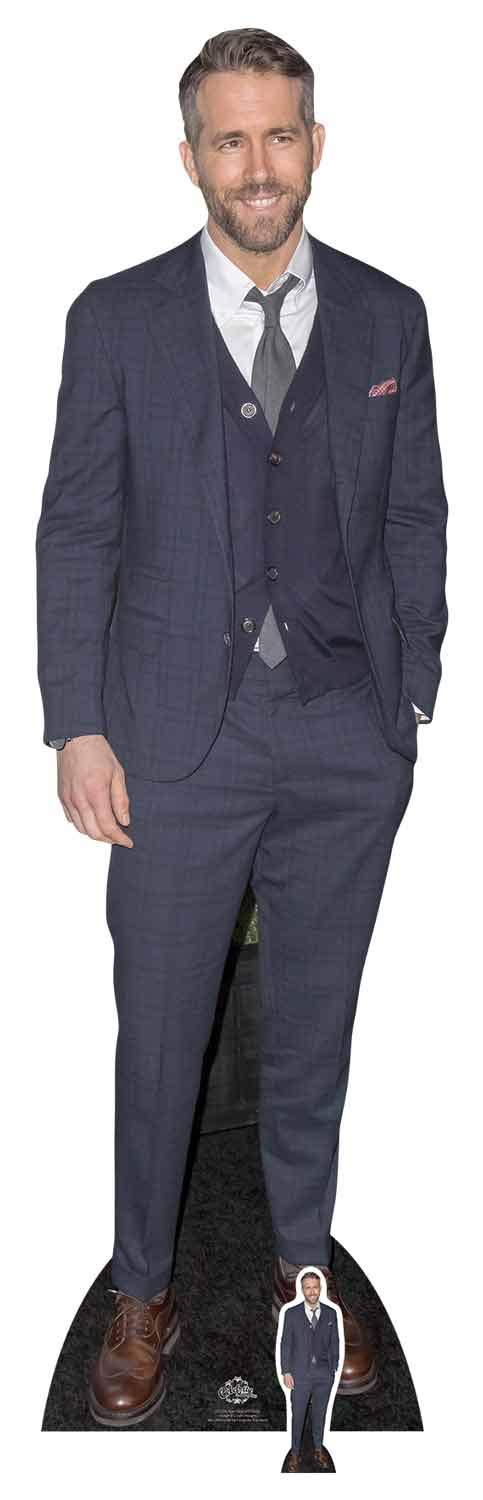STAR CUTOUTS CS704 Celebrity Standee Ryan Reynolds Lifesize Cardboard Cutout Smart Casual Suit Cut Out 188cm Tall, 188 x 55 x 18