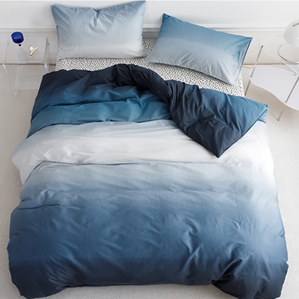 Clothknow Blue White Comforter Set Twin Gradient Blue Bedding Comforter Sets Sky Blue Bed Comforter Soft Solid Blue Bedding Sets 3Pcs Blue Comforter For All Season Blue Bed Set