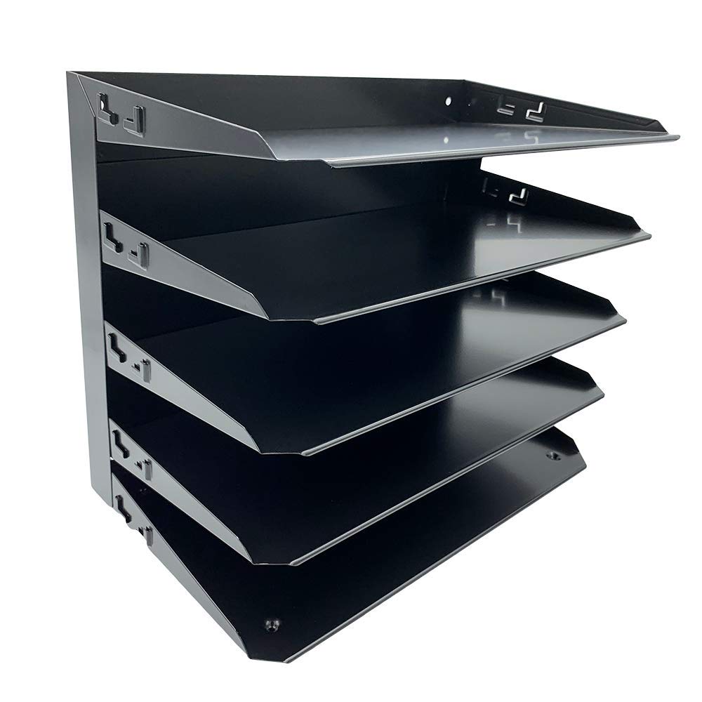 Huron Desktop Horizontal 5-Slot Legal File Organizer, Black Commercial Grade Steel