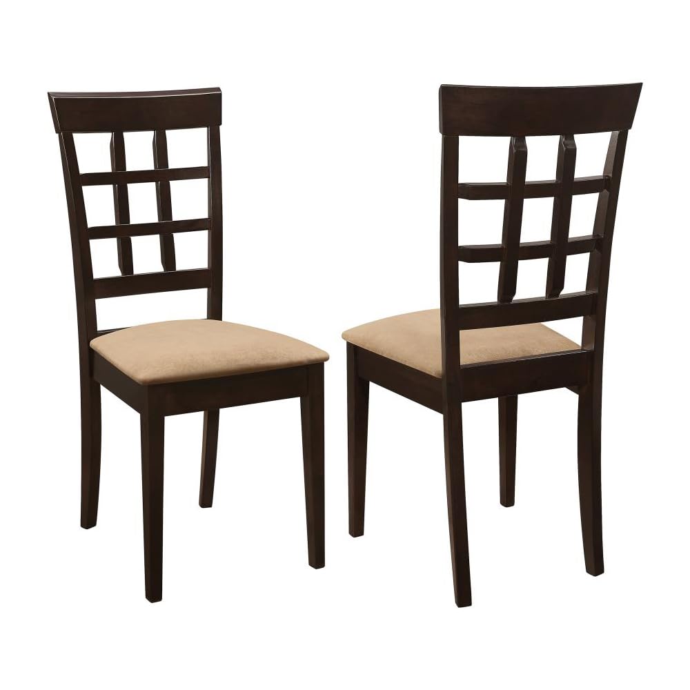 Coaster Furniture Gabriel Upholstered Dining Chairs (Set Of 2) Side Chair Beige Microfiber Fabric Cappuccino Brown 100772