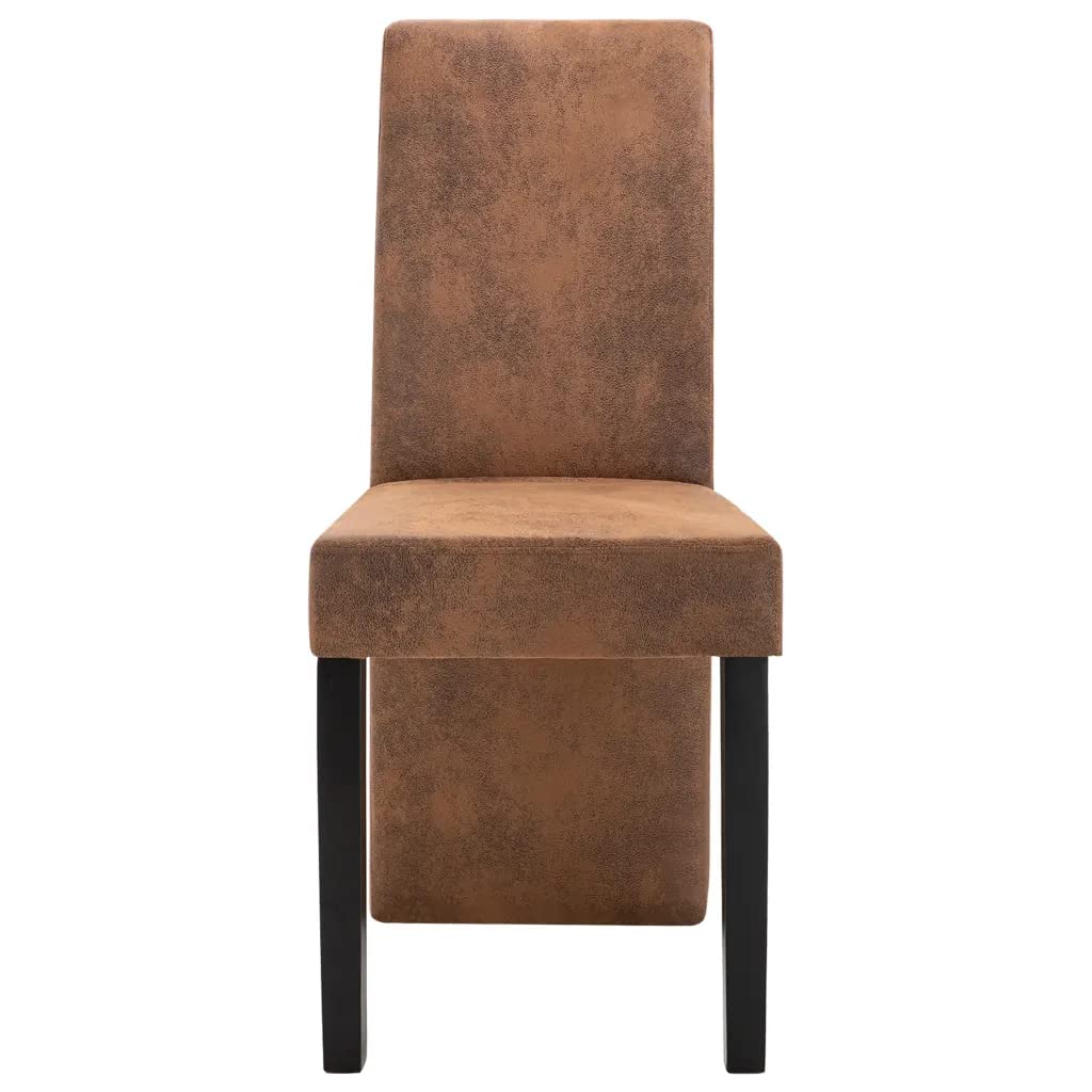 vidaXL Dining Chairs 2 pcs Brown Faux Suede Leather