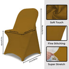Babenest Spandex Folding Chair Covers - 30Pcs Upgraded Universal Stretch Washable Fitted Chair Slipcovers Protector For Wedding, Holidays, Banquet, Party, Celebration (Gold)
