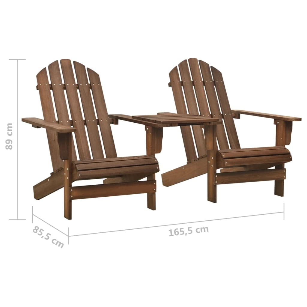vidaXL Adirondack Outdoor Garden Chair with Tea Table- All-Weather-Resistant Patio Furniture- Solid Fir Wood- Brown