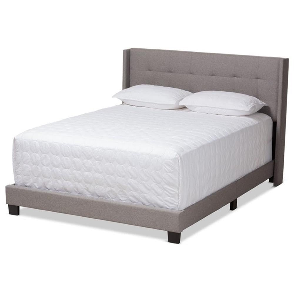 Baxton Studio Lisette Modern and Contemporary Grey Fabric Upholstered King Size Bed