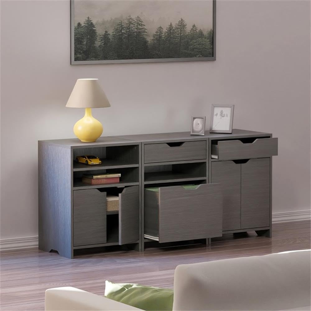 Winsome Wood Nova 3-Pc Storage Cabinet Set, Charcoal