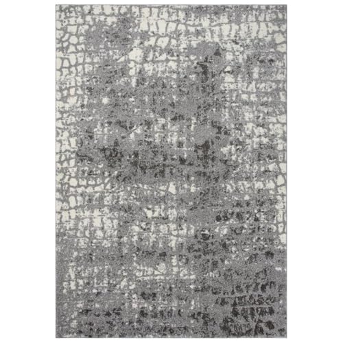 Alora Decor Venice 6'7&quot; X 9'6&quot; Abstract Ivory/Gray Power-Loomed Area Rug