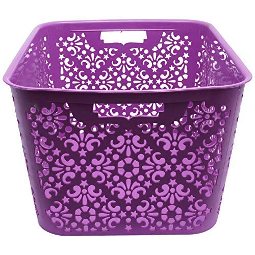 Cutting EDGE Plastic Turkish Storage Basket, Large, Purple (Set of 1)