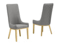 Best Quality Furniture Teddy Fabric, 19" Pleated High Back Chair, Dark Gray/Gold