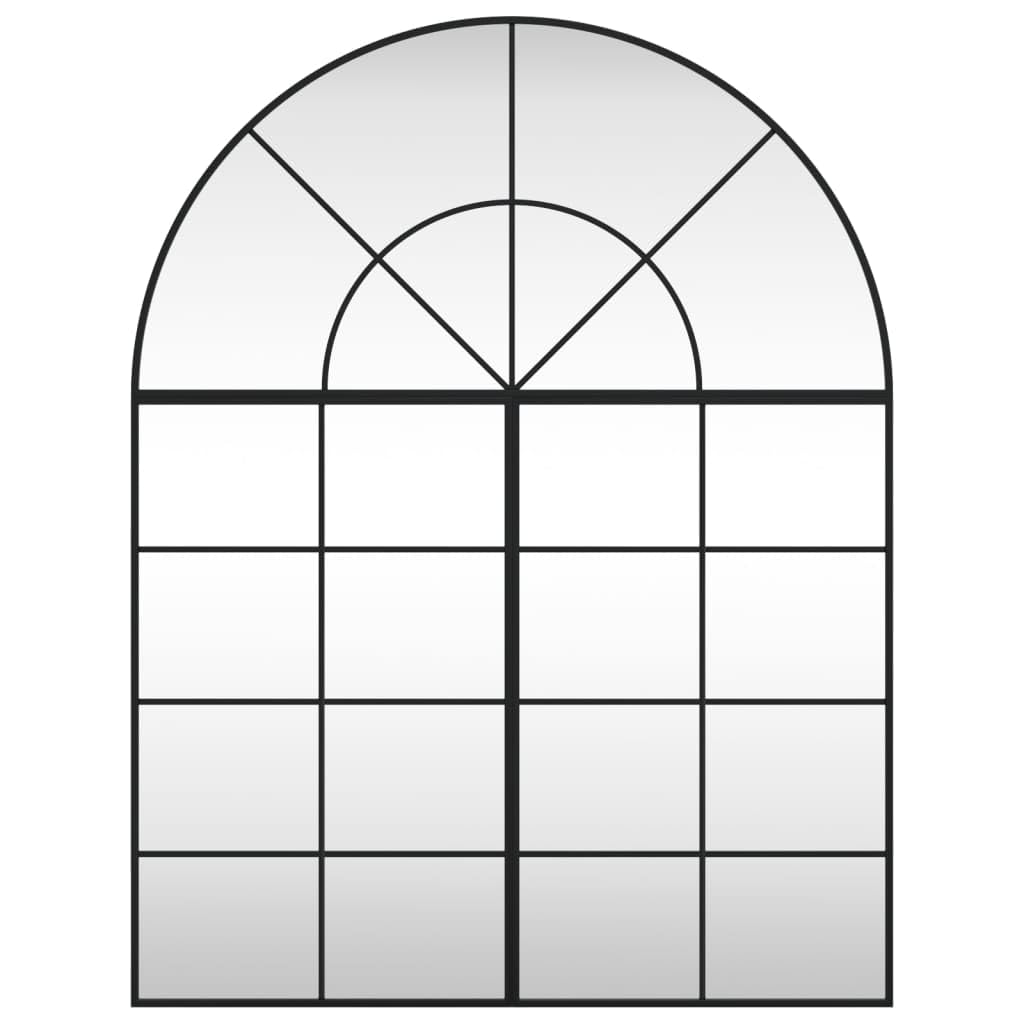 Vidaxl Wall Mirror - Decorative Black Arch Iron Framed, Clear Glass Reflective Surface, Perfect For Bedroom, Bathroom, Living Room, Hallway