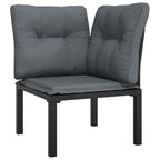 vidaXL Patio Lounge Set, 4 Piece, Black and Gray, Poly Rattan Material, Weather-Resistant, Comfortable Seating with Padded Cushions, Modular Design, Lightweight and Sturdy.