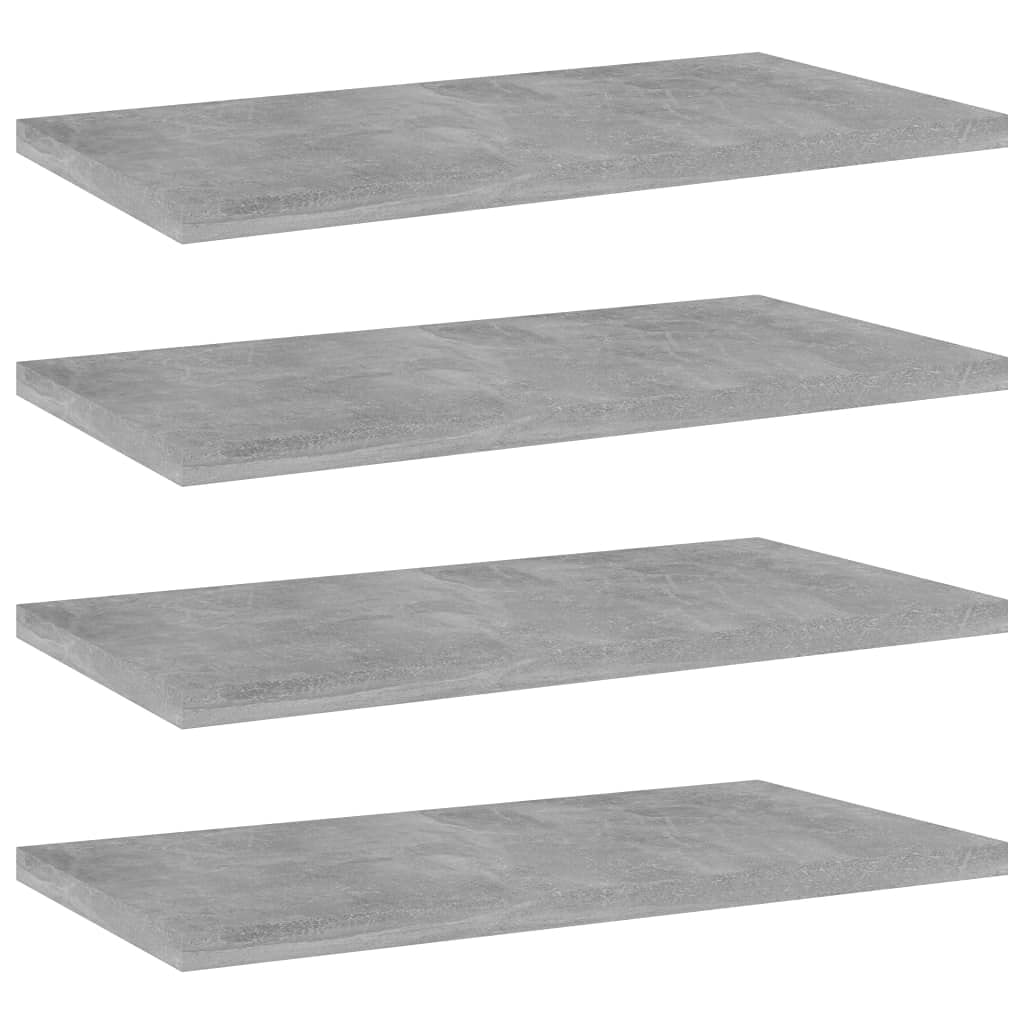 vidaXL Modern Bookshelf Boards, Pack of 4, Concrete Gray, Durable Engineered Wood, Simple Maintenance, Versatile Use, 15.7&quot;x7.9&quot;x0.6&quot;