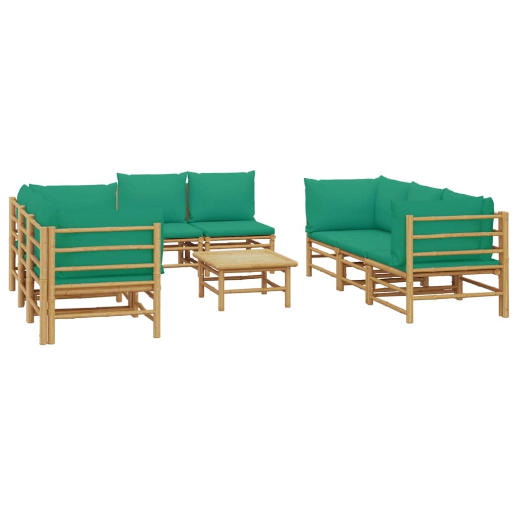 vidaXL Patio Furniture Set 9 Piece, Loveseat Sofa Sectional Couch with Cushions, Patio Lounge Set for Garden Lawn Backyard, Bamboo