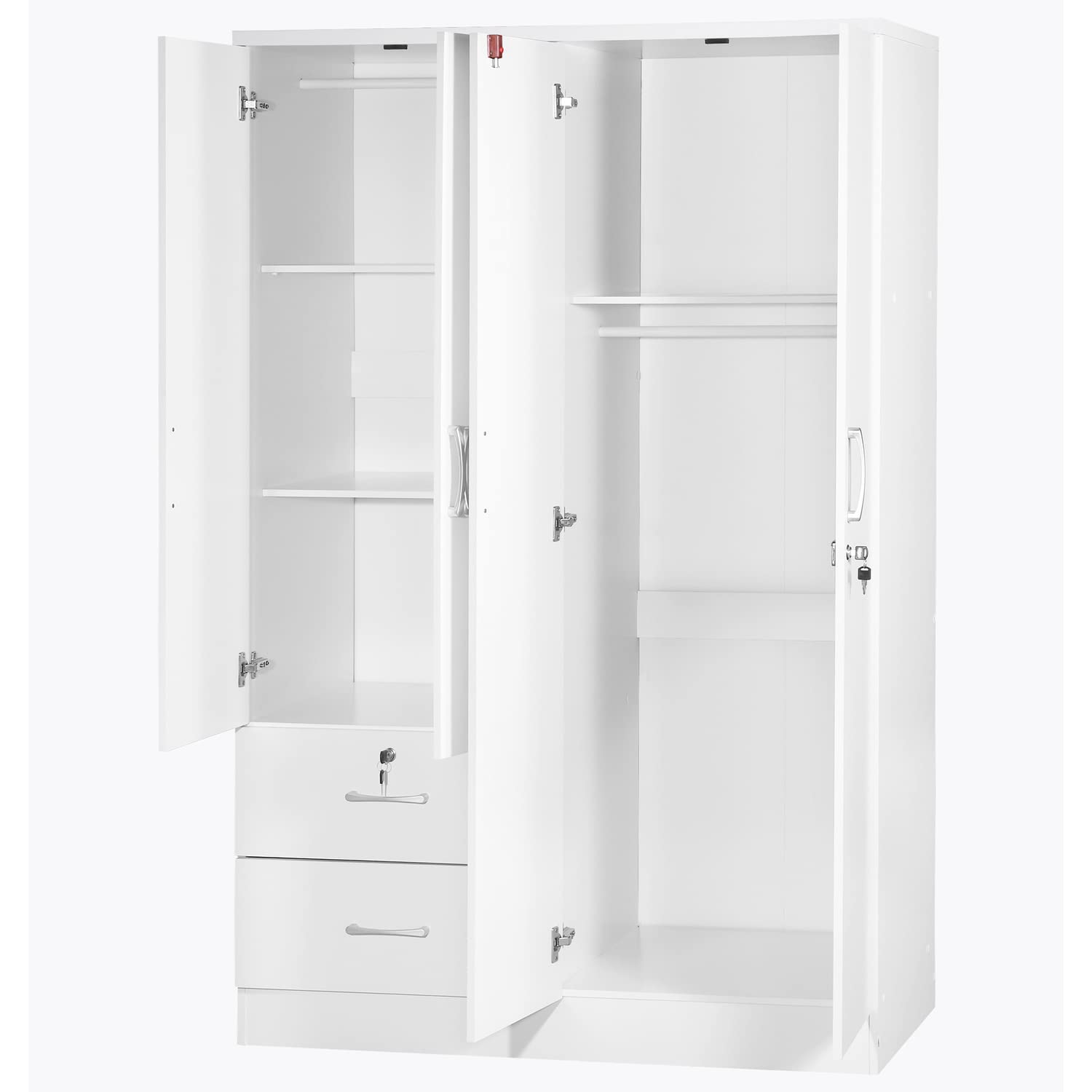 Better Home Products Luna Modern Wood 4 Doors 2 Drawers Armoire in White