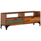 vidaXL Handmade TV Stand with 2 Drawers and 2 Compartments - Industrial Style - Solid Reclaimed Wood and Steel Frame - Antique Look - 46.5"x13.8"x17.7"