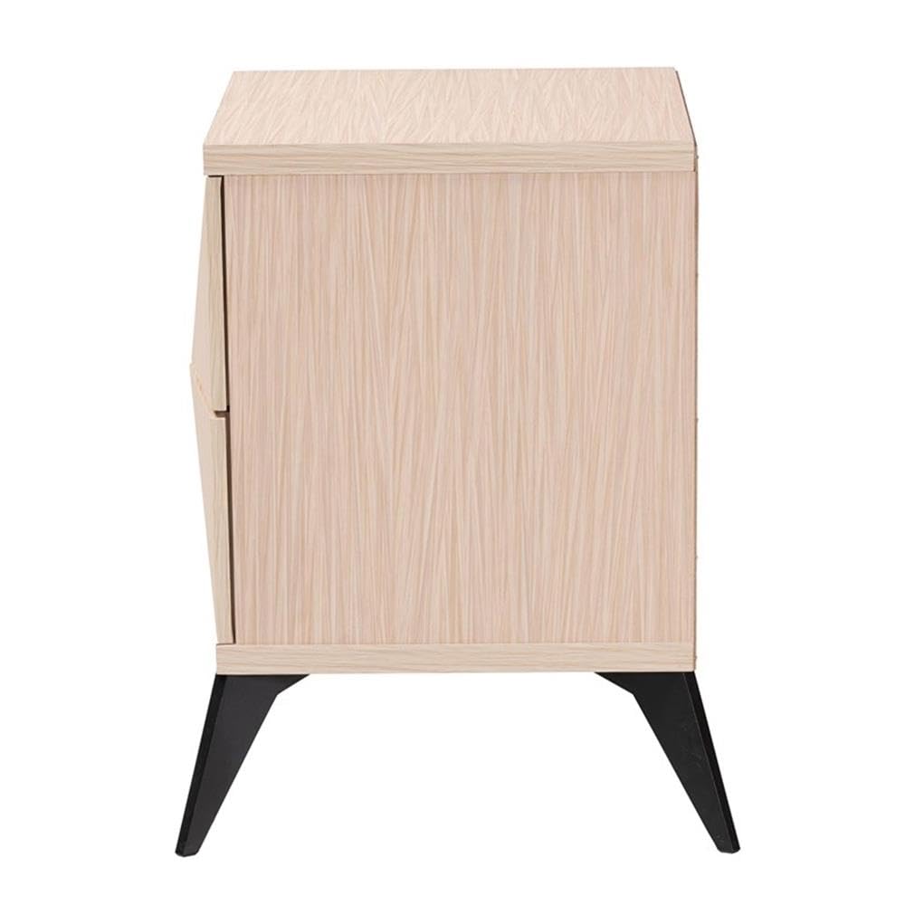 Baxton Studio Draper Mid-Century Modern Two-Tone Light Brown and Black Wood 2-Drawer Nightstand