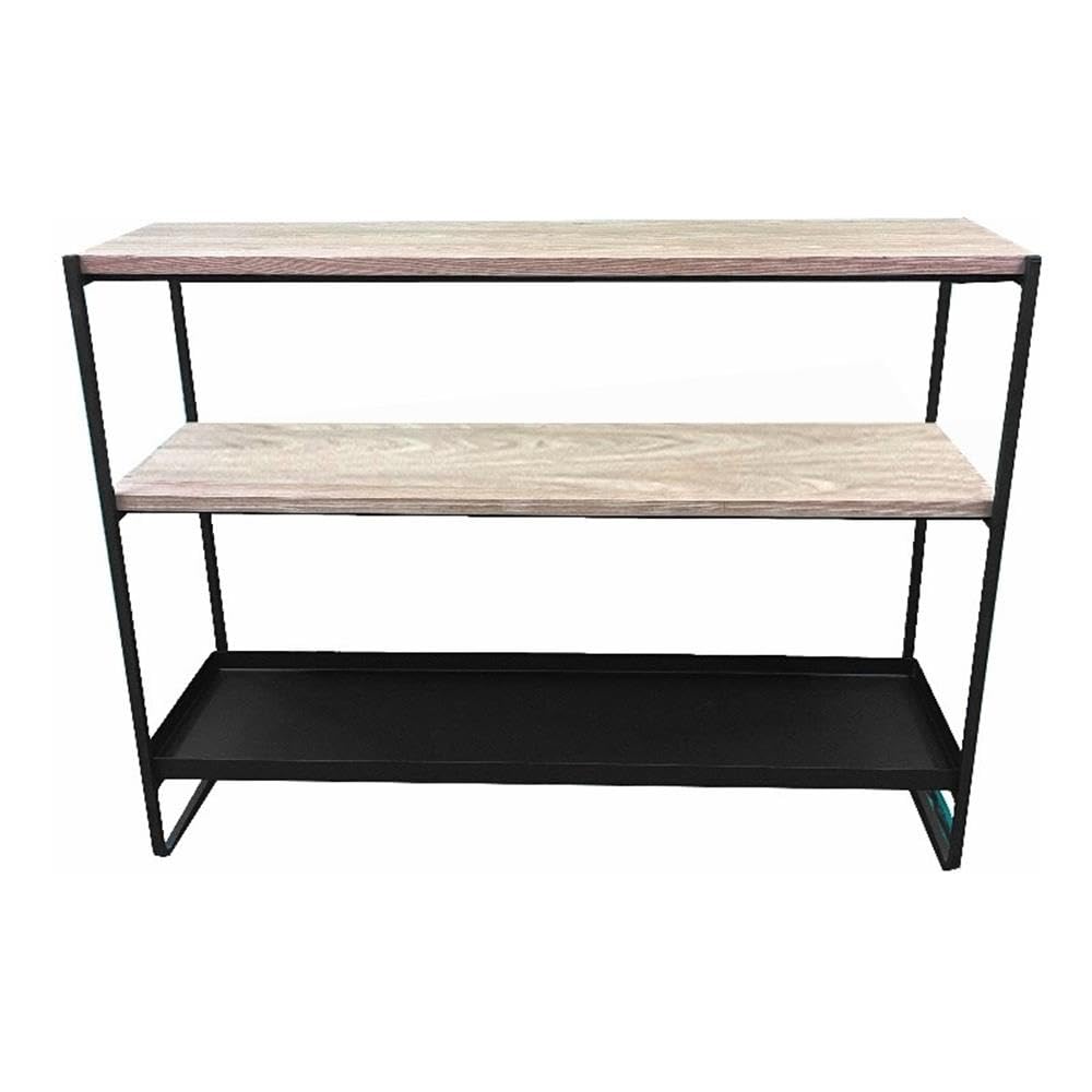 Pangea Home Vila 3-Tier Modern Wood Veneer/Metal Shelf In Black