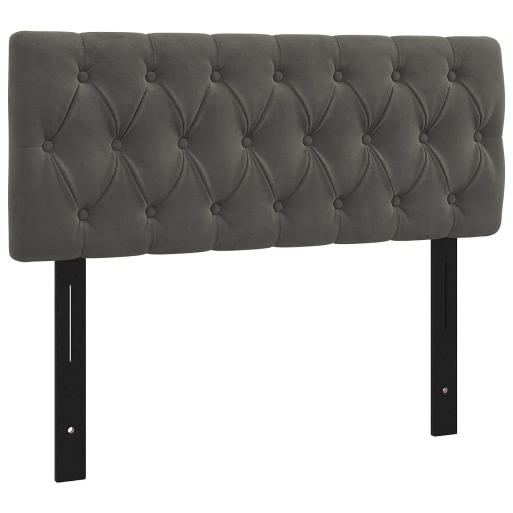 Vidaxl Classic Velvet Larch Wood Headboard, Dark Gray 39.4"X2.8"X30.7"/34.6" - Comfy Foam Filled, Durable, Stylish Design