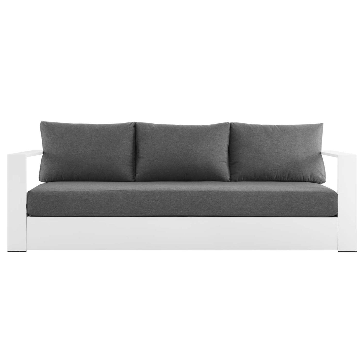Modway Tahoe Patio Aluminum Sofa With White Charcoal Finish Eei-5676-Whi-Cha