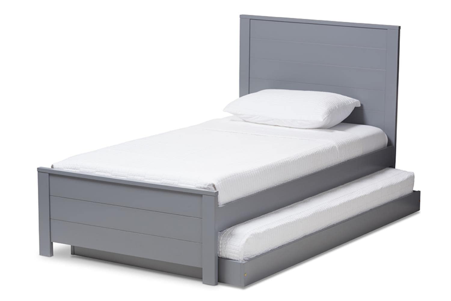 Baxton Studio Catalina Twin Platform Bed Grey/Twin//Light Wood/Mission/Rubber Wood/Poplar/LVL