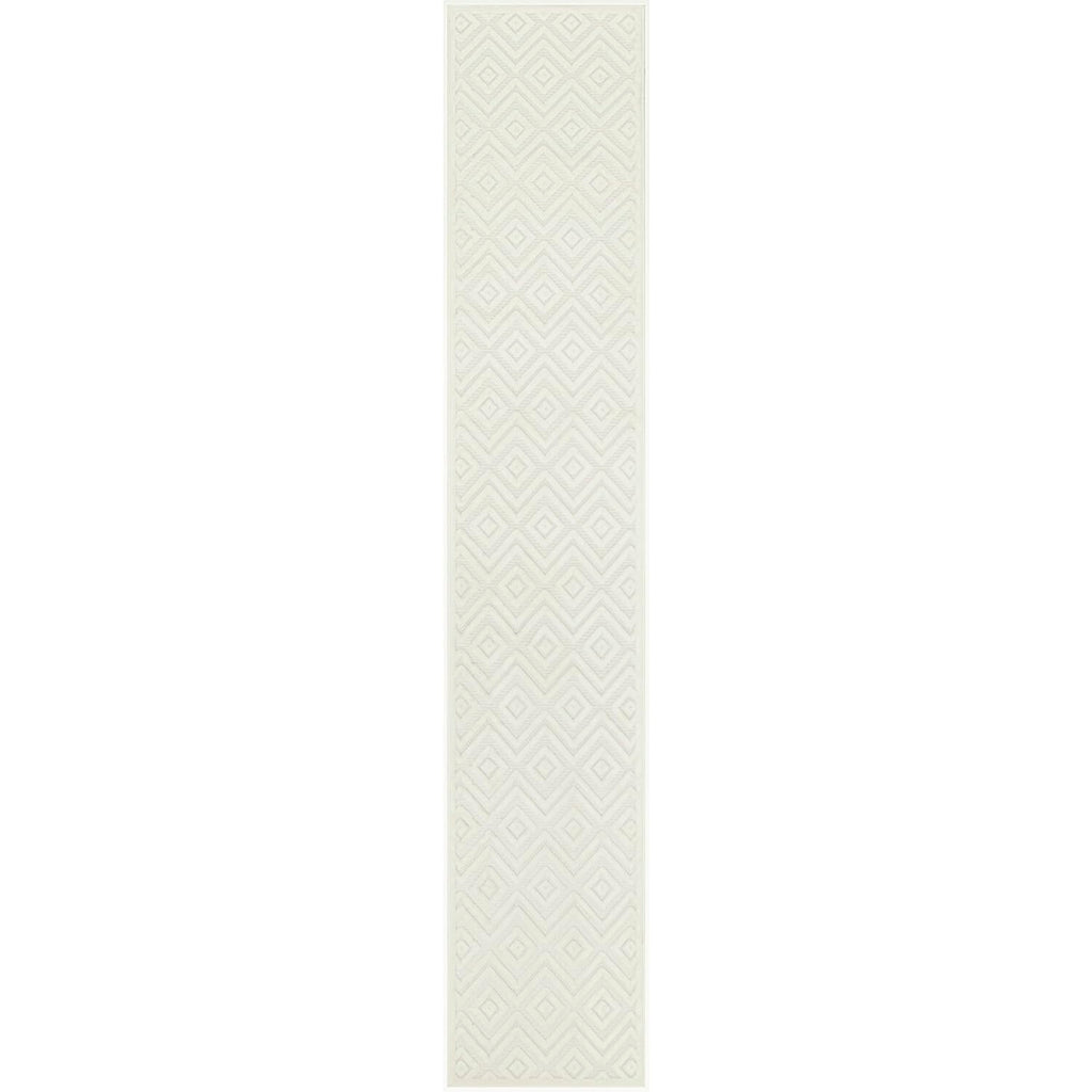 Nourison Versatile Indoor/Outdoor Ivory White 2'2'' x 20' Area --rug, Easy --cleaning, Non Shedding, Bed Room, Living Room, Dini