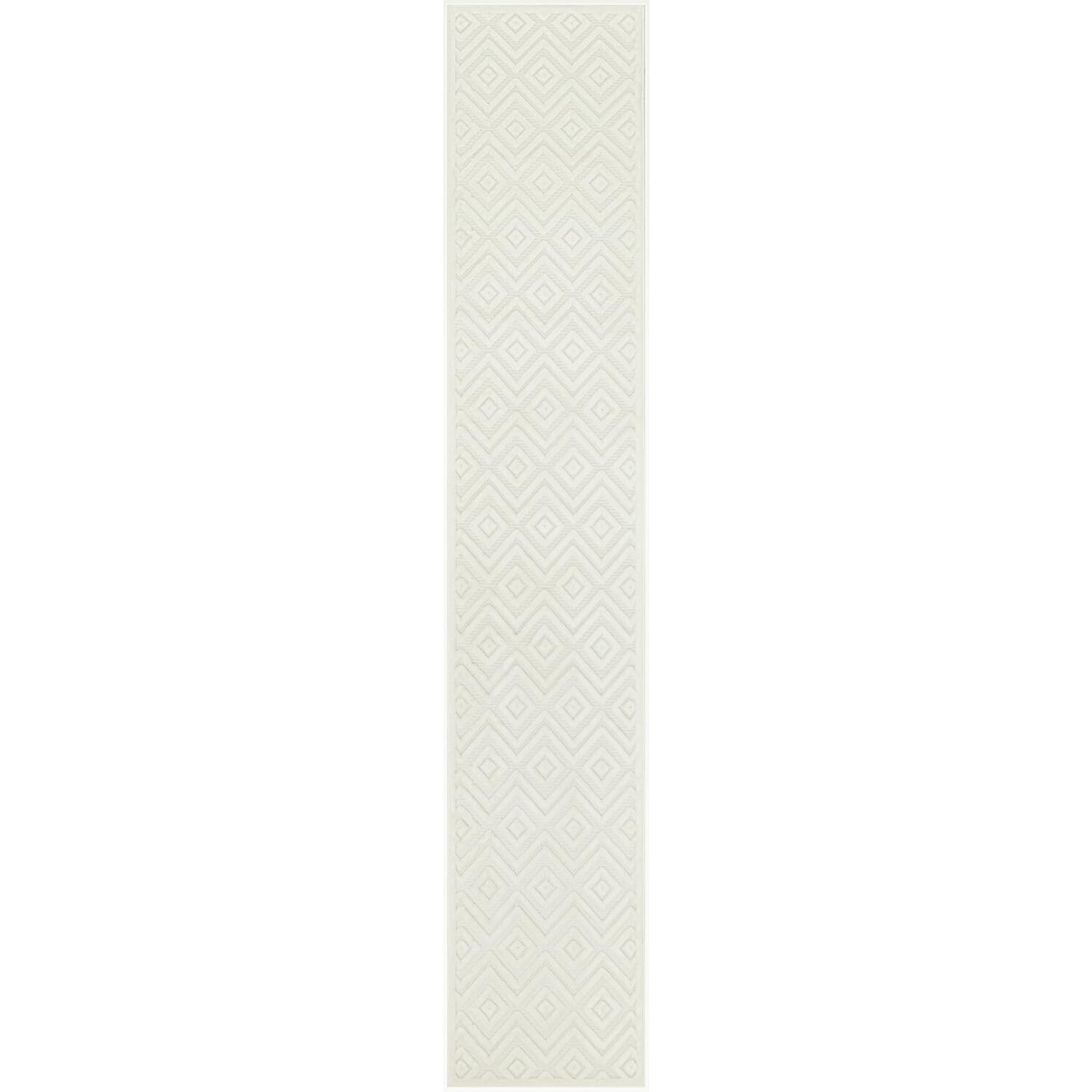 Nourison Versatile Indoor/Outdoor Ivory White 2'2'' x 20' Area --rug, Easy --cleaning, Non Shedding, Bed Room, Living Room, Dini