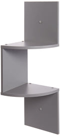Greenco 2-Tier Corner Shelves, Gray Finish | Floating Wall-Mounted Home Decor Set | Corner Wall Shelf | Living Room, Bedroom, Ba