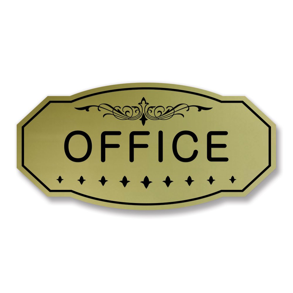 Office Victorian Door/Wall Sign (Brushed Gold) - Large 5' X 10'