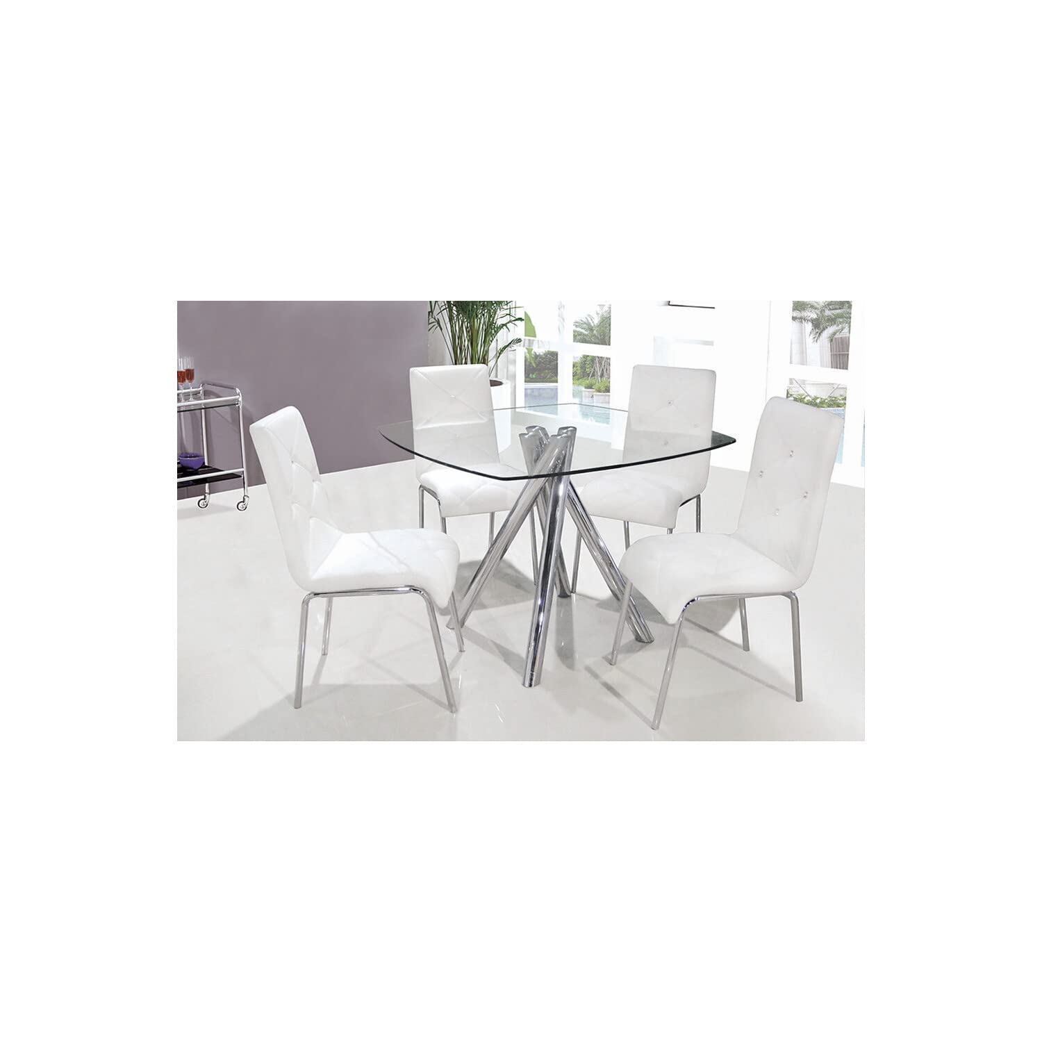 Best Master Contemporary Glass Dining Table In Chrome
