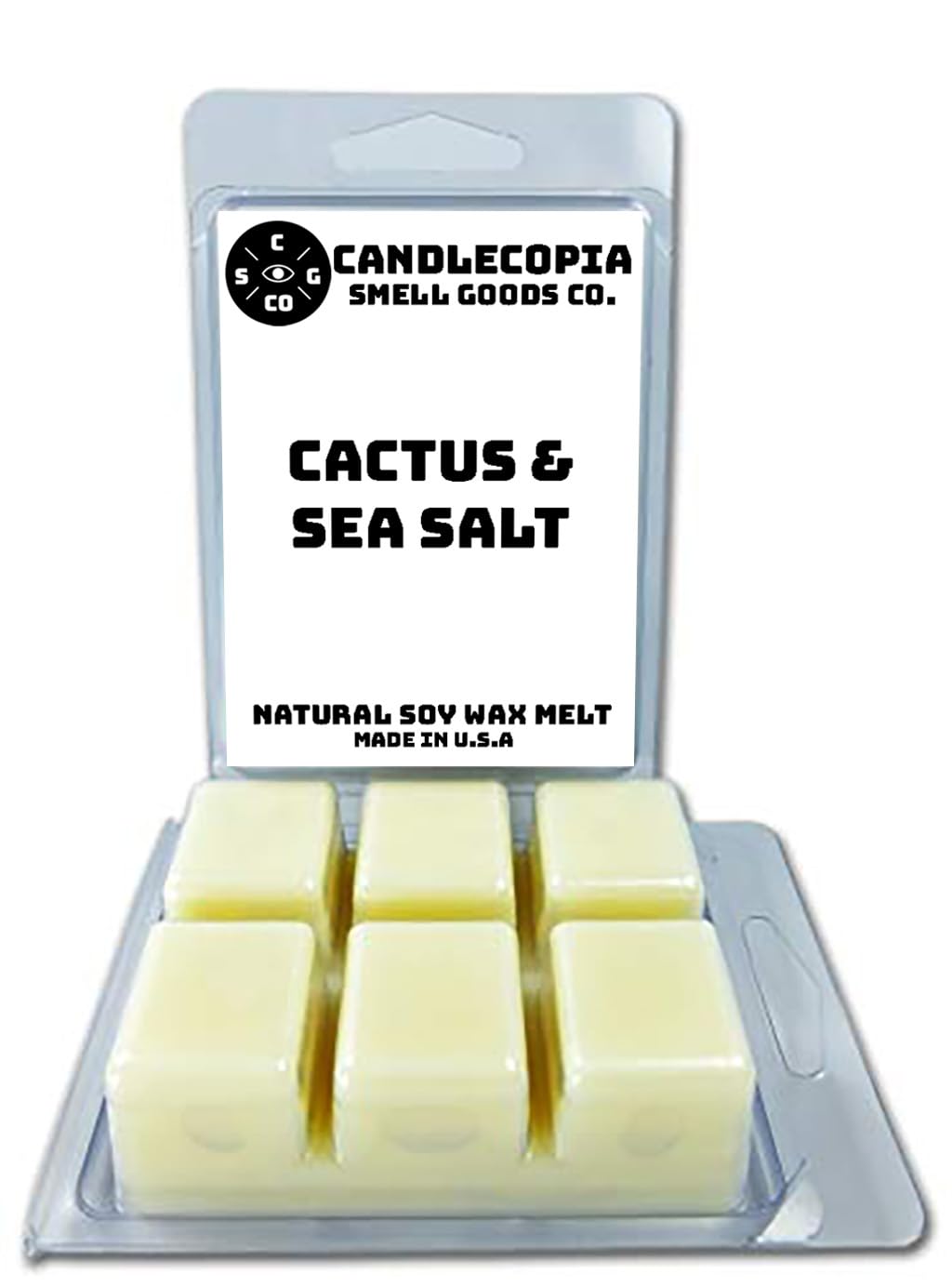 Candlecopia Cactus & Sea Salt Strongly Scented Hand Poured Vegan Wax Melts, 12 Scented Wax Cubes, 6.4 Ounces in 2 x 6-Packs