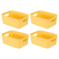 uxcell 4Pack Yellow Plastic Storage Bins, 12.0 x 8.1 x 4.7 Inch Pantry Organizer Bins and Storage Baskets with Handles for Kitc